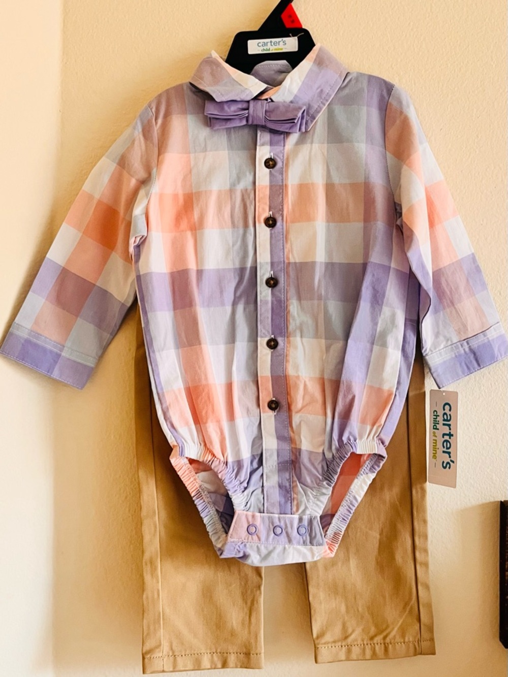 Carter's Child of Mine Baby Boy Bodysuit Pants and Bow Easter Day Outfit Set 18M